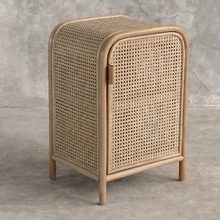 Cameron Pine Wood & Rattan Bedside Table