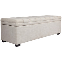 Off-White Pelee Upholstered Storage Ottoman