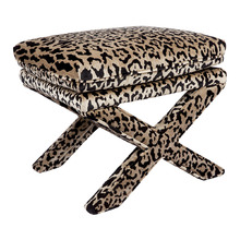 Evelyn Leopard Chenille Velvet Accent Stool