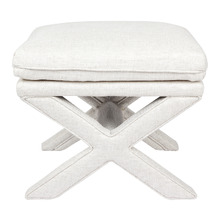 Natural Evelyn Linen-Blend Accent Stool