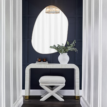 Natural Evelyn Linen-Blend Accent Stool