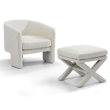 Natural Evelyn Linen-Blend Accent Stool
