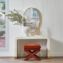 Caramel Evelyn Velvet Accent Stool
