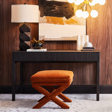 Caramel Evelyn Velvet Accent Stool