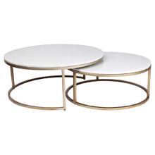 2 Piece Chloe Round Marble-Top Nesting Coffee Table Set