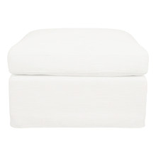 White Barry Slipcover Linen-Blend Ottoman