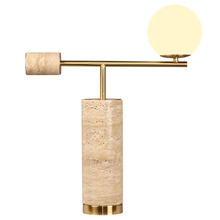 63cm Gregor Brass & Travertine Table Lamp