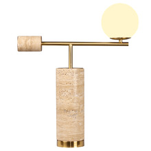 Gregor Brass & Travertine Table Lamp