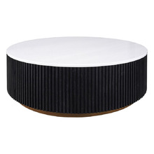 Georgina Round Oak & Marble Coffee Table