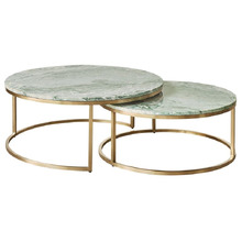 2 Piece Zoe Round Marble Nesting Coffee Table Set