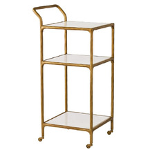 Preston 3 Tier Square Marble Bar Cart