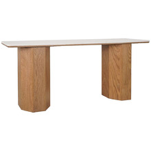 Breanna Oak Wood & White Marble Console Table