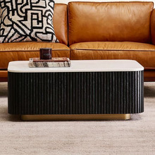 Georgina Rectangular Oak Wood & Marble Coffee Table
