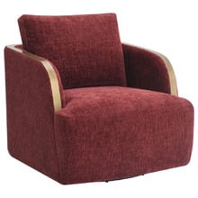 Burgundy Janrix Chenille Swivel Armchair