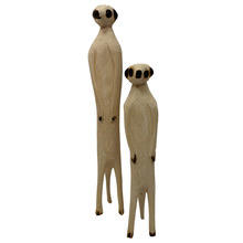 2 Piece Hand-Carved Jacaranda Wood Meerkat Statue Set