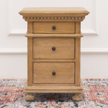 Caine Indonesian Oak Wood 3 Drawer Bedside Table