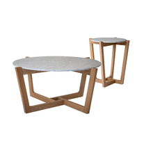 Natural  Monterey Glass Top Coffee & Side Table Set