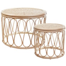2 Piece Loop Round Rattan Coffee Table Set