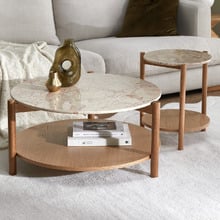 2 Piece Maybury Round Marble Coffee & Side Table Set