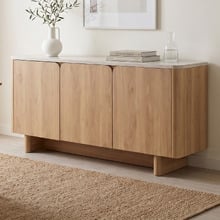 Tivoli 3 Door Travertine-Look Sideboard