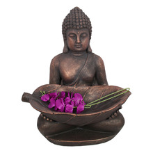 Bronze Buddha Holding Leaf Statue