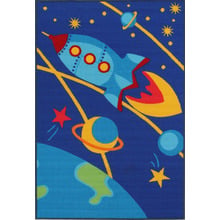 Space Blue Rubber Backed Kids Rug