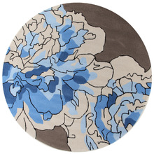 Grey & Blue Watercolour Blossoms Rug