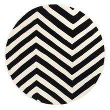 Round Monochrome Chevron Rug