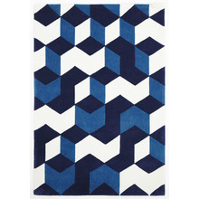Cube Design Navy/White Rug