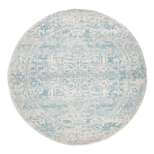 Bone, White & Blue Round Art Moderne Cezanne Rug