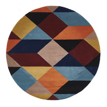 Rust, Blue, & Navy Sandy Designer Hand-Tufted Wool Round Rug