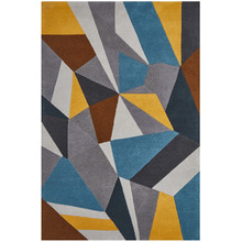 Blue, Yellow, & Grey Laura Designer Wool Rug