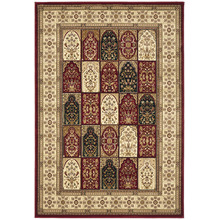 Burgundy with Ivory Traditional Panel Rug