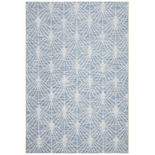 Blue & Natural Art Deco Flat Weave Indoor/Outdoor Rug