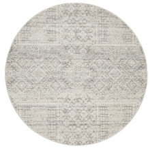 Urmia Silver Power Loomed Modern Round Rug