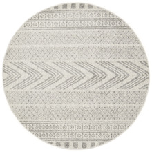 Lena Grey Power Loomed Modern Round Rug
