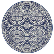 Oxus Navy Power Loomed Modern Round Rug
