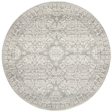 Oxus Silver & Grey Power Loomed Modern Round Rug