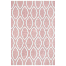 Soft Pink Flat Weave Oval Print Wool Rug