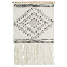 White Scandi Flatwoven Fringed Wall Hanging