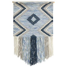 Blue Scandi Flatwoven Fringed Wall Hanging