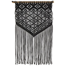 Black Tribal Macrame Fringed Wall Hanging