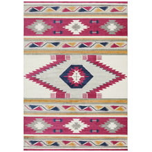 Crimson Pink Pastel Boho Geometric Rug
