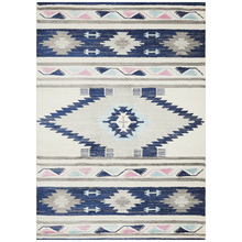 Navy & Ivory Pastel Boho Geometric Rug