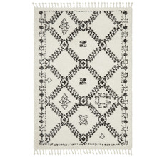 Monochrome Rabia Fringed Tribal-Style Rug