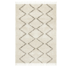 Natural Tan & Brown Buchra Fringed Moroccan Rug