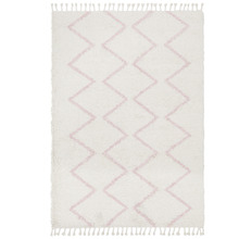 Ivory & Pink Buchra Fringed Rug
