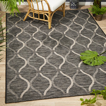 Black & Natural Trellis Flat-Woven Indoor/Outdoor Rug