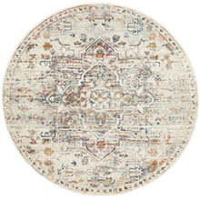 Silver Transitional Distressed Round Rug