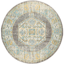 Grey Transitional Distressed Round Rug